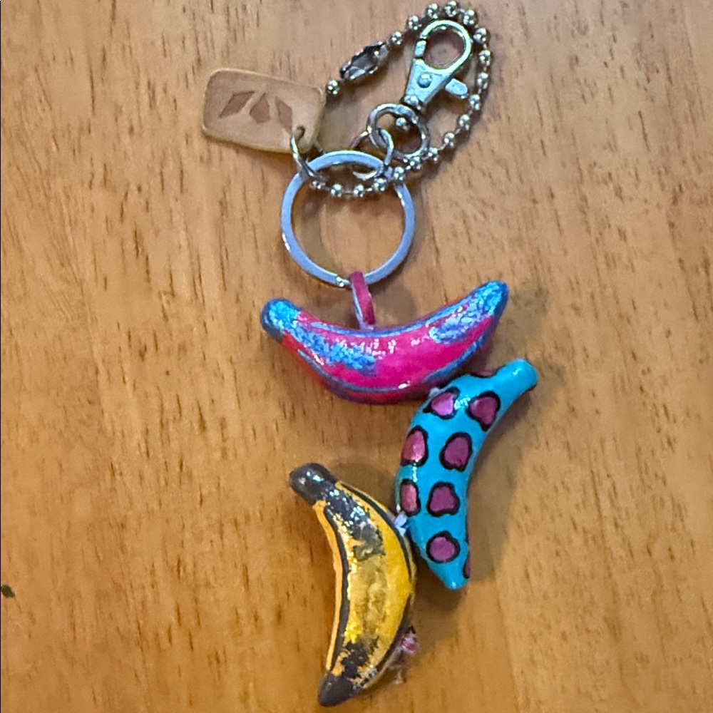 Consuela Banana Charm Keychain in Pink, Teal & Yellow - Picture 2 of 2